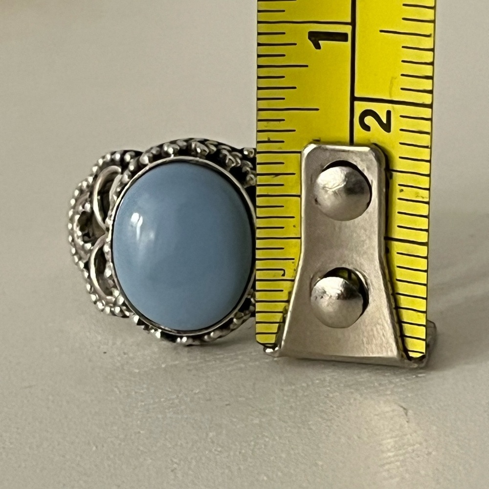 New 925 Solid Sterling Silver Blue Owyhee Opal Gemstone Ring Size 8.5 - Picture 8 of 9